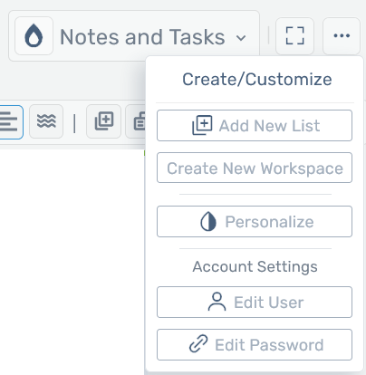 Storyfyre Top Menu Ellipsis Create Menu