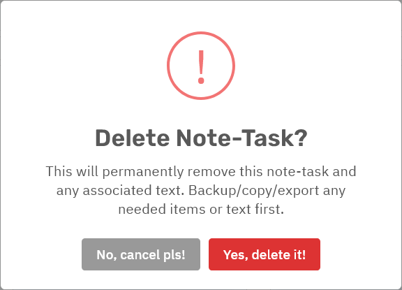 Storyfyre Notes & Tasks Note/Task/Text Remove