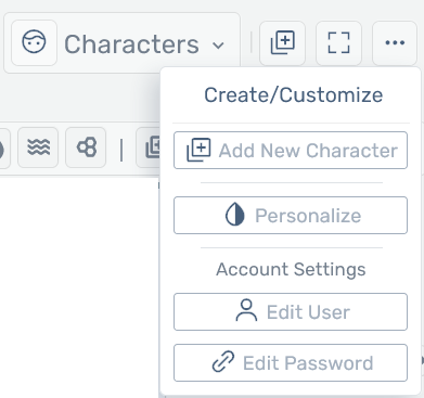 Storyfyre Top Menu Ellipsis Create Menu