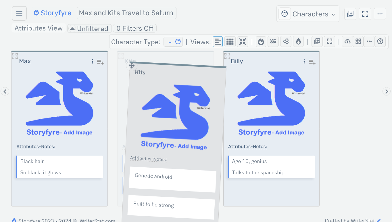 Storyfyre Characters: Character Move/Drag