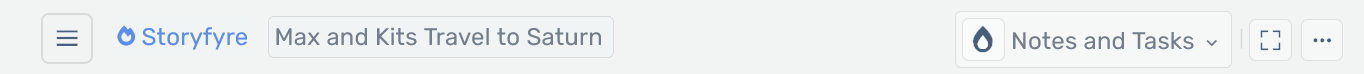 Storyfyre Notes & Tasks Top Menu
