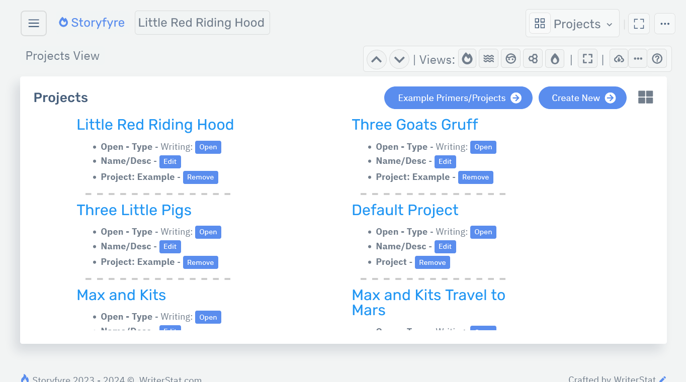 Storyfyre Project: Create New Button