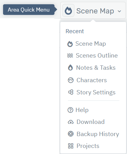 Storyfyre Area Quick Menu