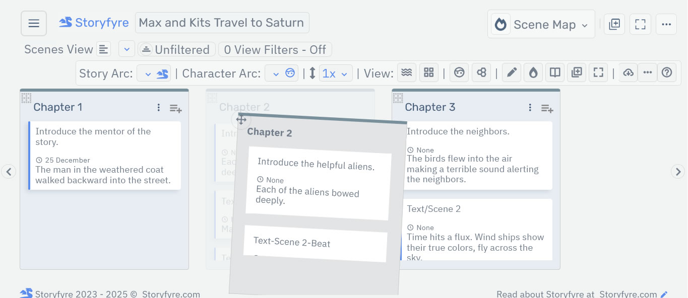 Storyfyre Scene Map: Chapter Move/Drag