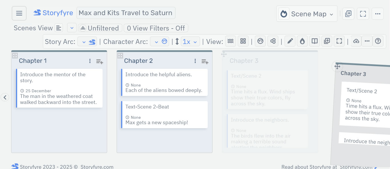 Storyfyre Scene Map: Chapter Move/Drag Off Screen