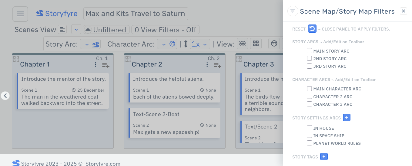 Storyfyre Scene Map Filters